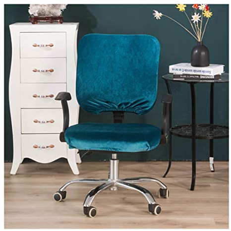 HONGBI Stretch-Sitzbezüge für Büro und Esszimmer,Jacquard-Esszimmerstuhl,Stuhlhussen zum Office Bürodrehstuhl Drehstuhl Schreibtitschstuhl Königsblau Set(Kissen+Rücken)