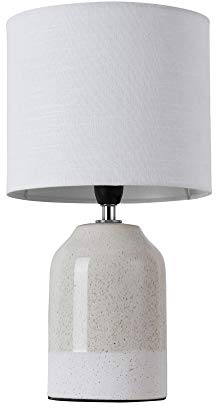 Pauleen 48022 sobremesa Sandy Glow máx. 20W E14 Lámpara para mesita de Noche Beige y Blanco cerámica/Tela sin Bombilla