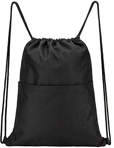 Vorspack Rucksack mit Kordelzug für Damen Herren - Wasserdicht Turnbeutel Sportbeutel mit Verstellbar Tunnelzug Gym Bag Gymsack für Sport Reisen Urlaub Schwimmen - Schwarz