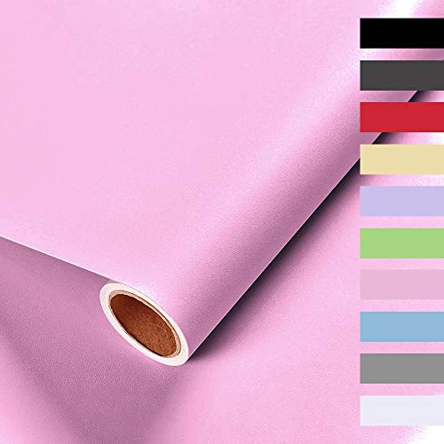 Auckpure Selbstklebende Folie, Klebefolie Möbel, Wandschutzfolie 40 X 350cm, Tapete Selbstklebend, Wasserdichtes Möbelfolie, Zum Schutz Oder zur Renovierung von Möbeln, Wänden und Tischplatten(Rosa)