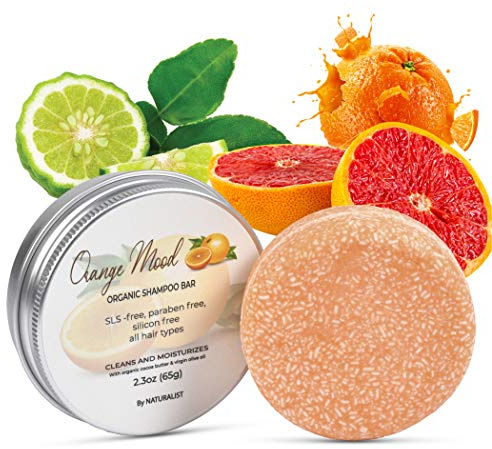 Naturalist Solid Shampoo Bar, 100% Organic, Plant Based, SLS Free, Vegan, All Hair Types & Body Care | pH Balanced, Plastic Free | Eco Friendly, Safe For Travel (orange mood)