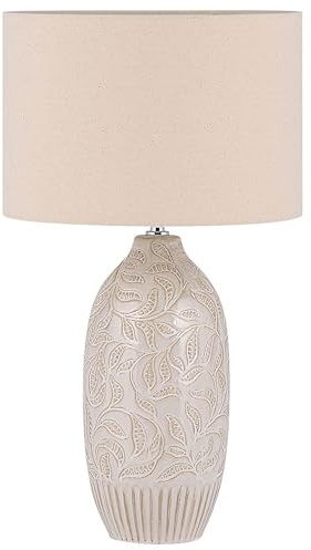 Beliani Moderne Tischleuchte im Salon Keramik/Polyester beige Salza