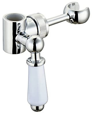 ENKI B14 Hand Shower Bracket Round Slider Riser Column Rail 18mm Chrome White