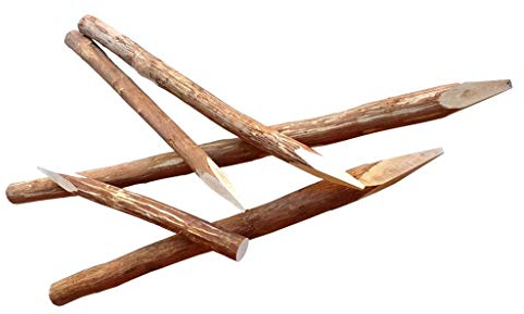 Poteaux de clôture en noisetier 150 cm – Naturel et écorce – Poteaux ronds en bois pour clôtures à lattis