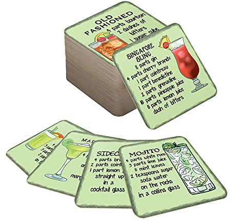 Beer Mats Pack of 96 - Absorbent Recyclable Cardboard Drink Mat Coasters 95mm x 95mm x 1mm Square - Accessories for Home Bars Pubs - CO-CARD-008-96 - Cocktail Recipes 2