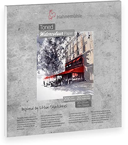Hahnemühle Toned Watercolour Block Grau, 20 x 20cm, 200 G/QM, 20 Blatt