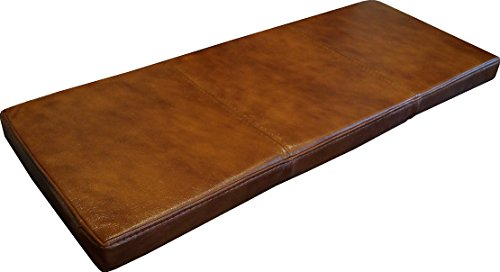 Quattro Meble Bankauflage Sitzkissen Lederkissen Sitzpolster Echtleder Bank Auflage doppelt genähtes Echt Leder Kissen Sitzauflage Leder Antique Tabac (35 x 180 cm)