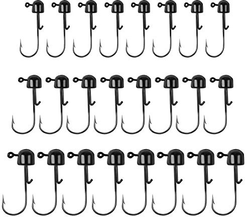SAVITA 24 St Svamp Jig Heads, 1,6g/2g/3g Fiskekrokar Jiggkrokar för Mjuka Beten, Järn Jigbolls Fiskekrok för Sötvatten Saltvatten Fiskeälskare (Svart)