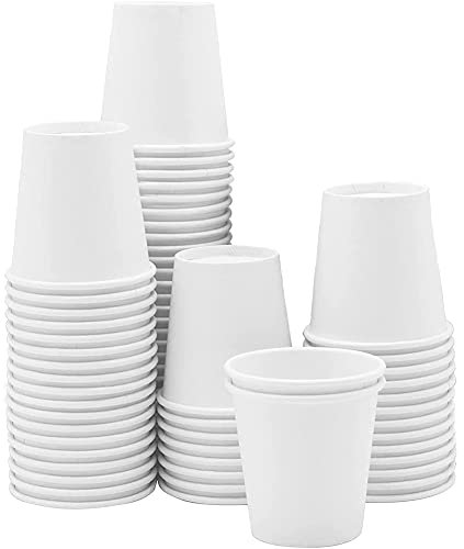 OWLEEN Vasos de papel blanco, baño desechable pequeño, espresso, dispensador de tazas de , tazas desechables, (paquete de 100) 3 onzas