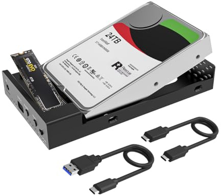 MAIWO USB C M.2 NVMe SSD Enclosure to 3.5'' 2.5'' SATA Enclosure with Offline Clone, USB 3.2 GEN 2 10Gbps Dual Bay External Hard Drive Enclosure Duplicator Standalone Cloner