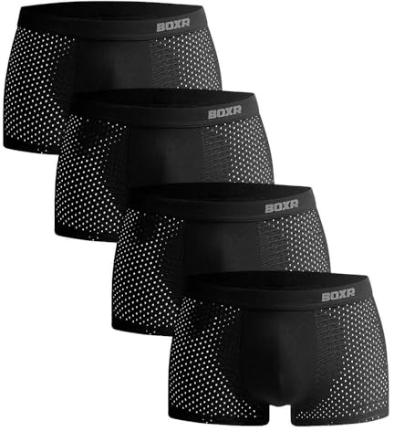 BOXR Underwear Boxer in bambù – Set di 4 – Morbido come seta e traspirante (S-3XL)