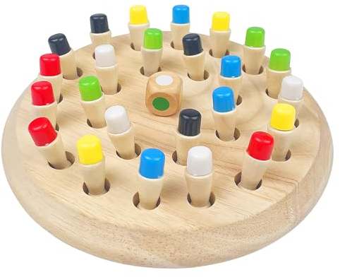 Tekenewbse Jeux de Société Enfant Plus 3 Ans, Matériaux de Qualité, Jeux de Mémoire en Bois, Jouets Éducatifs Méliorent la Mémoire et la Cognition des Couleurs Jeu Echec Bois
