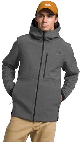 The North Face Men's Apex Bionic 3 Hoodie | Water & Wind Resistant Softshell Jacket with Adjustable Hood, Cinch Cord Hem & Zippered Pockets, TNF Dark Grey Heather-NPF, Small