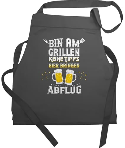 Shirtracer Schürze - Grillschürze Herren 1 - Bin am grillen keine Tipps Bier bringen Abflug - Männer Geschenk Lustig Grillen - 60x87 - Anthrazit - lustige grill geschenke für papa grillgeschenke