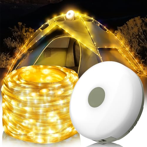 FUFRE Guirlande lumineuse portable étanche pour l'extérieur, 10 m, LED, enroulable, batterie extérieure, étanche, rechargeable par USB