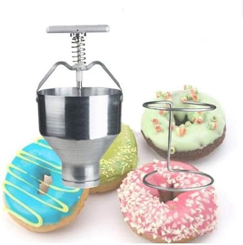 Manual Donut Depositor Medu Vada Dropper Plunger Dough Cake Batter Dispenser Hopper