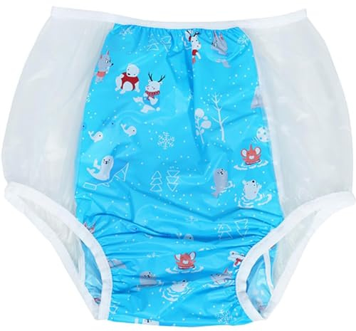 TAPIVA Adult Plastic Diaper Cover/Vinyl Waterproof Pull-On Incontinence Pants/PVC Waterproof Underwear/Reusable/Low Rise Comfortable Wide Stretch/Plastic Diaper