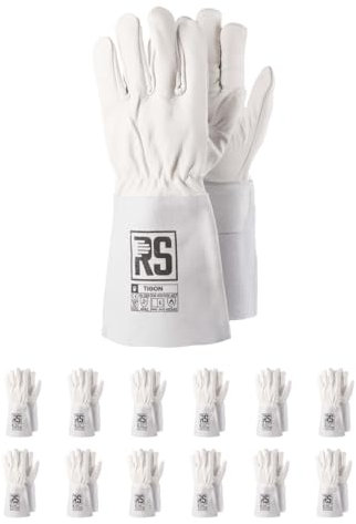 RS TIGON Schweißerhandschuh MontageHandschuhe aus Rindsleder/Größe 11, 12 Paar/Weiß/Arbeitshandschuhe Leder/Lederhandschuhe Schutzhandschuhe/Zum TIG-Schweißen