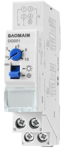 BAOMAIN DQ001 Interruptor de retardo de 16 A, 30 s~ 10 m, control manual, relé para controlar las luces de pasillo