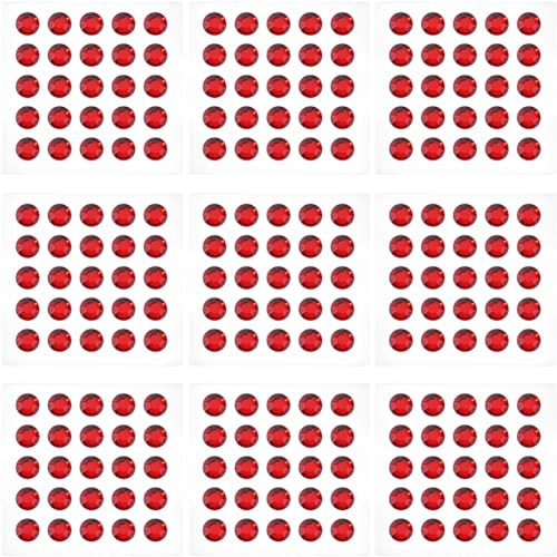GORGECRAFT 250Stk Rote Selbstklebende Acryl-Strasssteine 10mm Kunststoff Runde Edelsteine Für Gesicht Augen Zum Aufkleben Auf Körper Und Haare Juwelen Für DIY-Karten Bling-Aufkleber Make-Up Kleidung