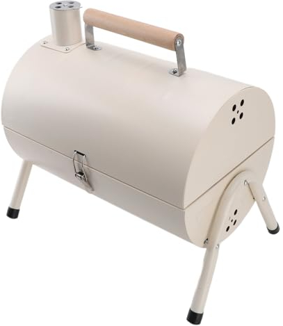 Parrillas de Carbón Parrilla para Barbacoa Al Aire Libre, Parrilla de Carbón de Barril Portátil de Doble Cara con área de Rejilla Casi para Cocinar, Picnics para (Blanco con