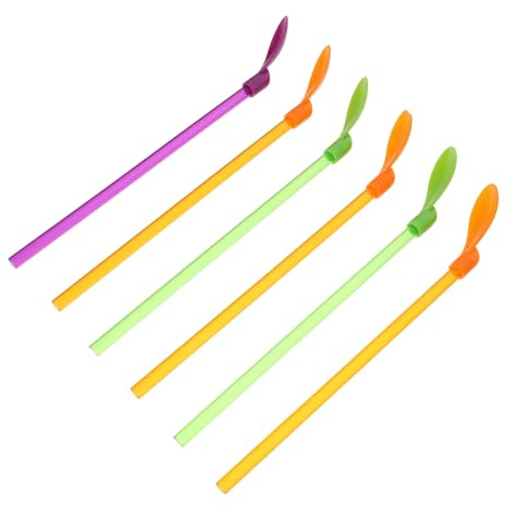 minkissy 6pcs Multifunctional Straw Spoon Removable Plastic Spoon Straws for Drinking Tea Stirring and Parties Includes