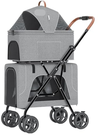 Hundebuggy Hundewagen Katzenwagen Reise-Hunde-Kinderwagen Mit Abnehmbarem Träger, Zusammenklappbarer Haustier-Kinderwagen Mit Rädern, Katzen-Kinderwagen Für Kleine Und Mittelgroße Katzen Haustier Bugg