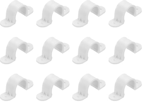 QUARKZMAN 12pz Fascette per Tubi PVC Morsetto Condotti in Plastica 16mm (5/8) 2 Fori Staffa Montaggio per Tubi in PVC Cavi Bianco