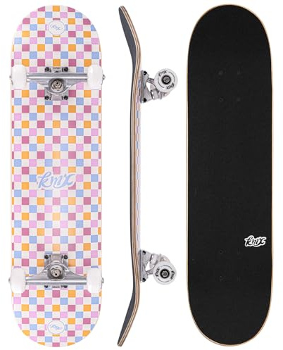 Arrow Board - 31 Zoll Profi Skateboard für Kinder, Anfänger, Jungen, Erwachsene, Mädchen. Kanadisches Ahornholz, Double Kick Concave-Deck | Profi Achsen | Cruising und Tricks(Rosa Pastell)