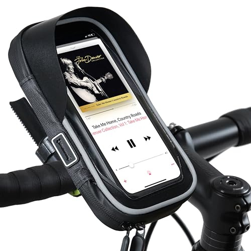 AUGOOL Support Téléphone Vélo Sacoche Guidon Cadre Porte Téléphone VTT Trottinette Electrique Moto, Sac Vélo avec Housse de Pluie Rotation 360 Écran Tactile pour Smartphone 6,7 Pouces