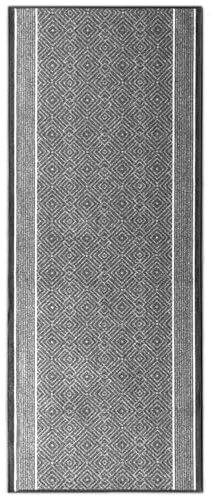 KARAT Premium Teppichläufer mit Muster - 80 x 150 cm, Silber - Modernes Rauten-Design - Teppich - Läufer für Küche, Flur & Wohnraum - Flurläufer Küchenläufer Flurteppich (Olymp)