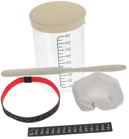 Garneck Barattoli per Lievito Madre in Vetro di Grande capacità Bottiglia Riutilizzabile per Lievito Madre Kit Spatola Accessori per Fermentazione