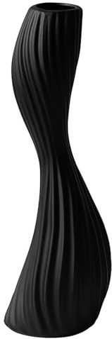 Vaso in Ceramica Alto per Pavimento 40cm Moderno Fiore Vaso Decorazione per il soggiorno tavolo fuoco camino ingresso,Nero