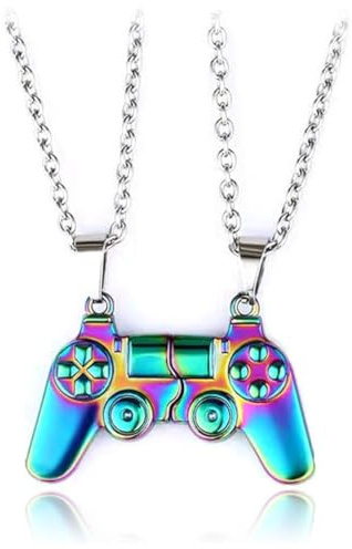 SIRLOMU Doppelte Freundschaftskette - Magnetische BFF Kette - Anhänger - Geschenk für Gamer