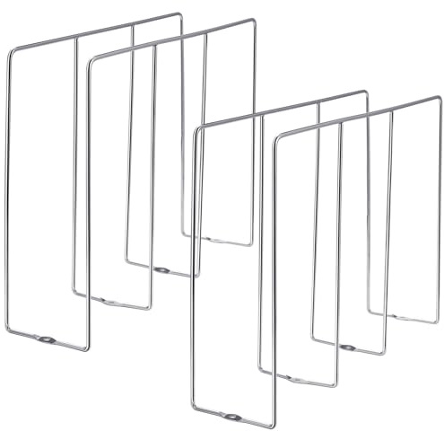 Blulu U Shaped Cookie Sheet Organizer for Cabinet Baking Sheet Organizer Kitchen Cabinet Dividers Vertical Chrome Pan Rack Storage Wires Tray Dividers Face Opening of 3.5(Silver,2 Pcs)