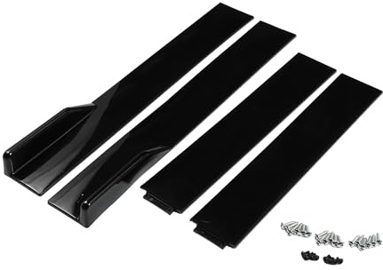 A ABSOPRO Bas Caisse Voiture 140Cm/55.12In Kit Diffuseur Séparateur Bas Caisse Extérieur En Abs Haute Résistance Noir Brillant Extension Bas Caisse Panneau Caisse Spoiler Lèvre Séparateur