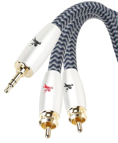 Impeto Cable RCA Jack 3.5 mm Câble Jack vers 2 RCA Mâle Adaptateur Audio Y HIFI haute de gamme qualité audiophile pour TV Smartphone DVD PC Home Cinéma Amplificateur Hi-Fi 5 m