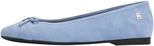 Tommy Hilfiger Donna Ballerine Toe cap in Pelle Scamosciata, Blu (Brisk Blue), 42