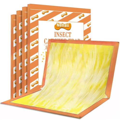 Nehaii Sticky Traps Glue Pads, 5 Packs Sticky Pads Pest Trap Extra Strong for Multiple insects, Sticky Board Trap for Indoor Outdoor, Home, Kitchen, Garden, Garage