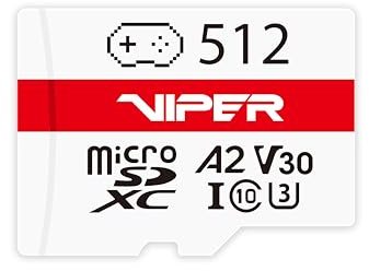 Patriot Memory Viper Gaming Series Carte mémoire micro SDXC V30 A2 UHS-I U3 4K UHD PV512GGM32MCX – Compatible avec Nintendo Switch 1/Steam Deck/ASUS ROG Ally/GoPro/Insta360/DJI Caméras et drones 512