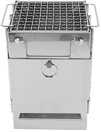 aqxreight Poêle à Bois Cam Pliable en Acier Inoxydable, Barbecue intégré pour Pique-Nique Chaud en Plein Air, Le Gril Peut Accepter Différentes Feuilles et Branches de Votre Poêle à