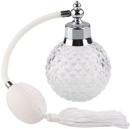 WLIHDB Frasco De Perfume De Vidrio Vintage Botella de Perfume de Cristal Vintage Blanca de 100 ml, atomizador en Aerosol Largo, Regalo de Dama de Vidrio Recargable Botellas De Perfume Vintage