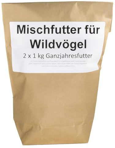 Vogelfutter Wildvögel Ganzjährig 2x1kg | Premium Vier-Jahreszeiten-Mischung, Für alle Vogelarten