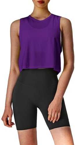 MJGkhiy Camiseta de tirantes para mujer, fitness, transpirable, Gym, camiseta de tirantes de tenis, sin mangas, camiseta de deporte, camiseta de correr, cómoda, camiseta de yoga, running, violeta, S