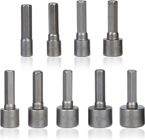 Chiave regolabile, chiave inglese for tubi, chiave regolabile - 9 pezzi 5-13 mm Cacciavite for dadi esagonali Punta da trapano Set di chiavi a bussola for cacciavite elettrico Strumenti con impugnatur