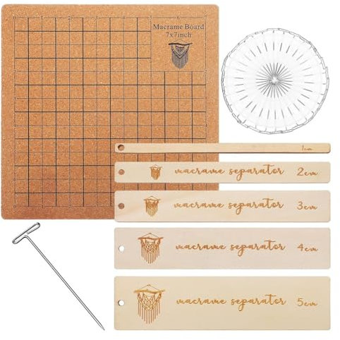 GREOHNMPAW Macrame Board and Metal Adjustable Holder with T Pins Clips and Rulers Macrame Supplies Double Sided Grids Project Board