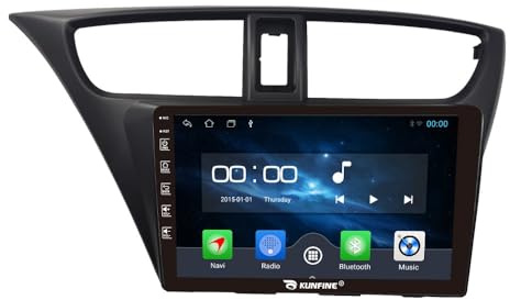 Quad Core 4G+64G Car CarPlay Android Auto 9 IPS Display Navigation Stéréo Touchscreen Headunit Pad Tablet Caméra arrière GPS Radio Lecteur multimédia pour Honda Civic 2012-2017 LHD