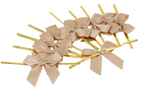 Creativery Satinschleifen 5cm 10 Stück - Farbauswahl - farbecht & waschbar - Schleifen mit entfernbarem Draht - Fertige Geschenkschleifen zum Dekorieren Basteln Aufnähen Kleben - Sand Beige