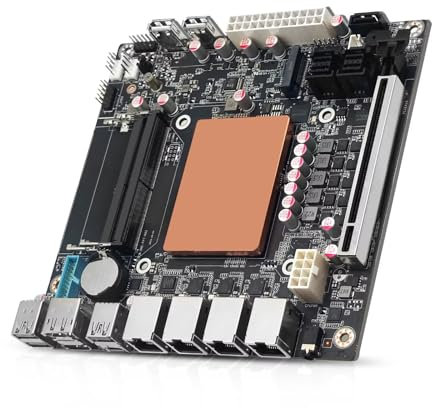 SJRC Mini ITX Carte mère AMD Ryzen 7 8845HS, carte mère 8/9 Bay NAS Dual M.2 NVMe, 4 x 2.5GbE LAN DDR5 Carte PCIe x16, 9 x SATA3.0, 4K HD/DP/USB C 40 Gbps, Barebone (No RAM/SSD/OS)