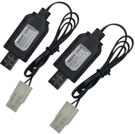 2pcs 7.2V NiMH/NiCd Battery Charger Cable with Standard Tamiya Plug Compatible RC Car RC Tank RC Plane RC Boat and Other Remote Control Toys for Universal 7.2V Lipo Battery USB Charger